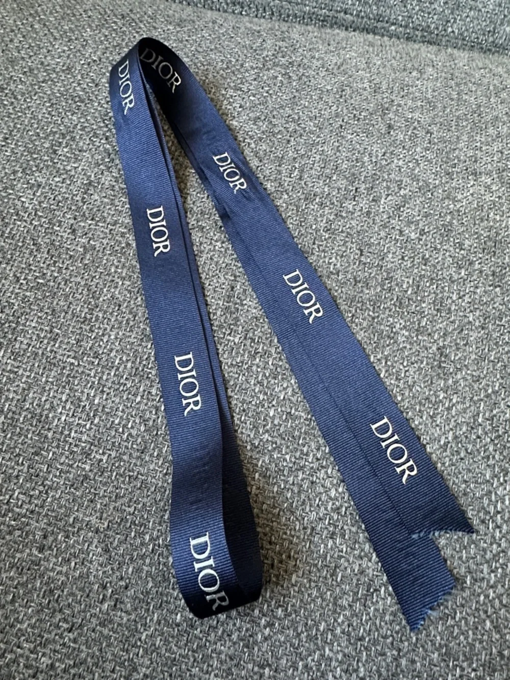 Dior Navy Blue Grosgrain Ribbon with Silver Logo Print